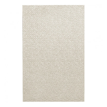 Alfombra de interior y exterior con rombos beige