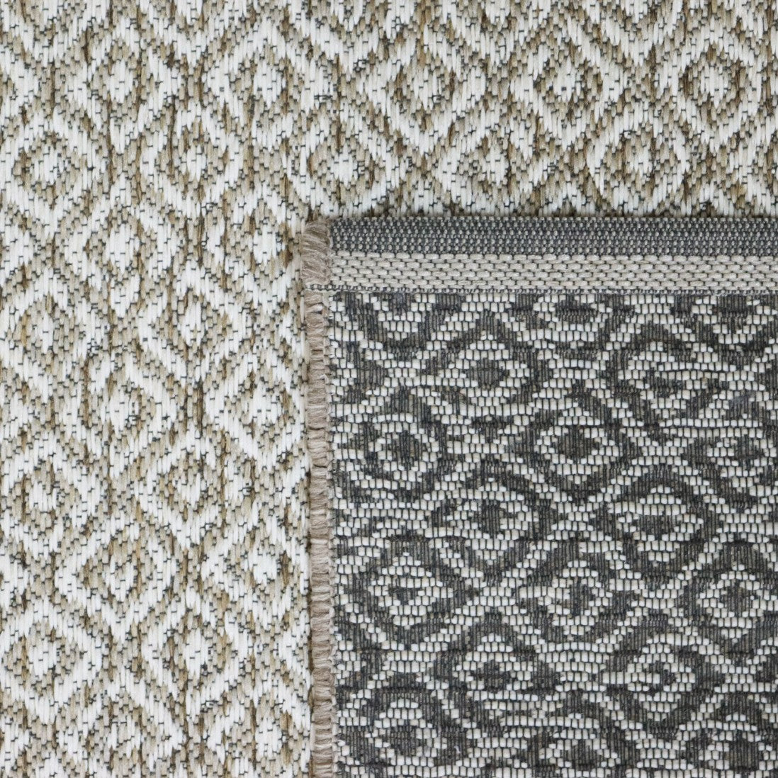 Alfombra de interior y exterior con rombos beige
