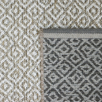 Alfombra de interior y exterior con rombos beige